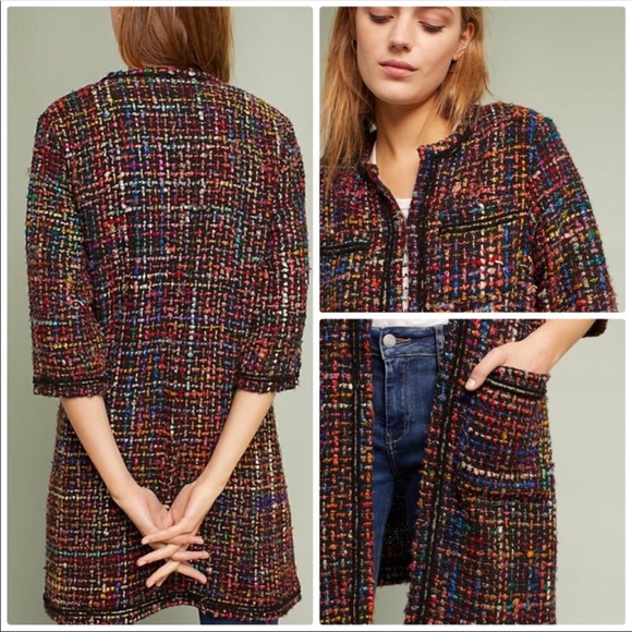 🆕NWT rare Handmade Rainbow Frayed Tweed Jacket - Picture 2 of 8